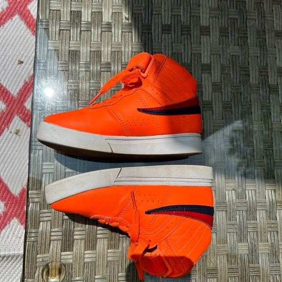 Vintage-Style Fila Basketball High Tops – “Hazard” Orange/Black – Kids Size 11 - Picture 3 of 4